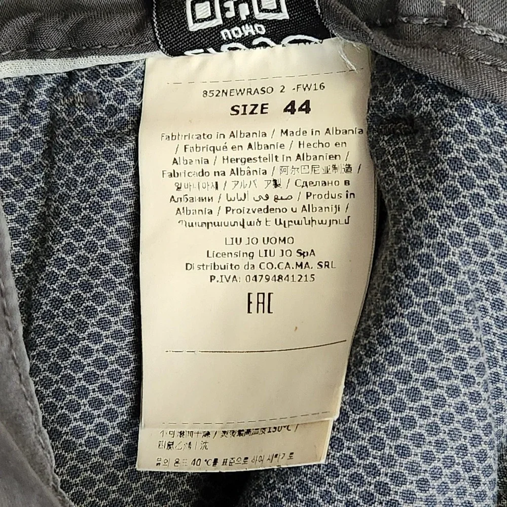 New LIU JO UOMO Men's Slim Fit Chino Pants Medium Grey 44 30 NWT Italian Gray